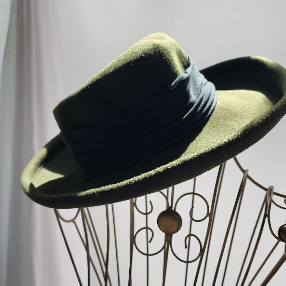 Wool Bollman Vintage Hunter Green Hat With Black Band